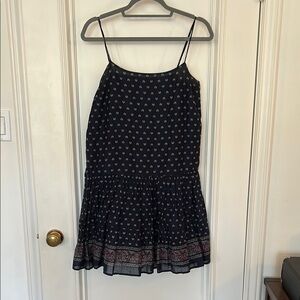 J. Crew Navy Blue Patterned Flowy Layered Dress